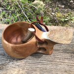 Kuksa cup, 1,8 dl with horn decoration and horn spoon