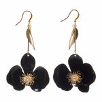 Upcycle with Jing Butterfly Orchid Drop Earrings - Black