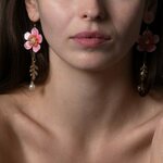 Upcycle with Jing Cherry Blossom Sakura Spring Drop Earrings, pink