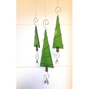Sagamaa green tree decoration with a crystal, 3 sizes