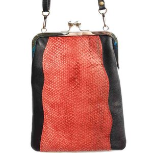 Kalaparkki Framed shoulder bag, Fish skin leather decoration