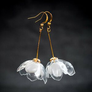 Upcycle with Jing Clear & White Double-Flower Drop Earrings