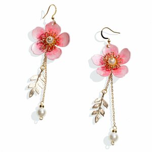Upcycle with Jing Cherry Blossom Sakura Spring Drop Earrings, pink